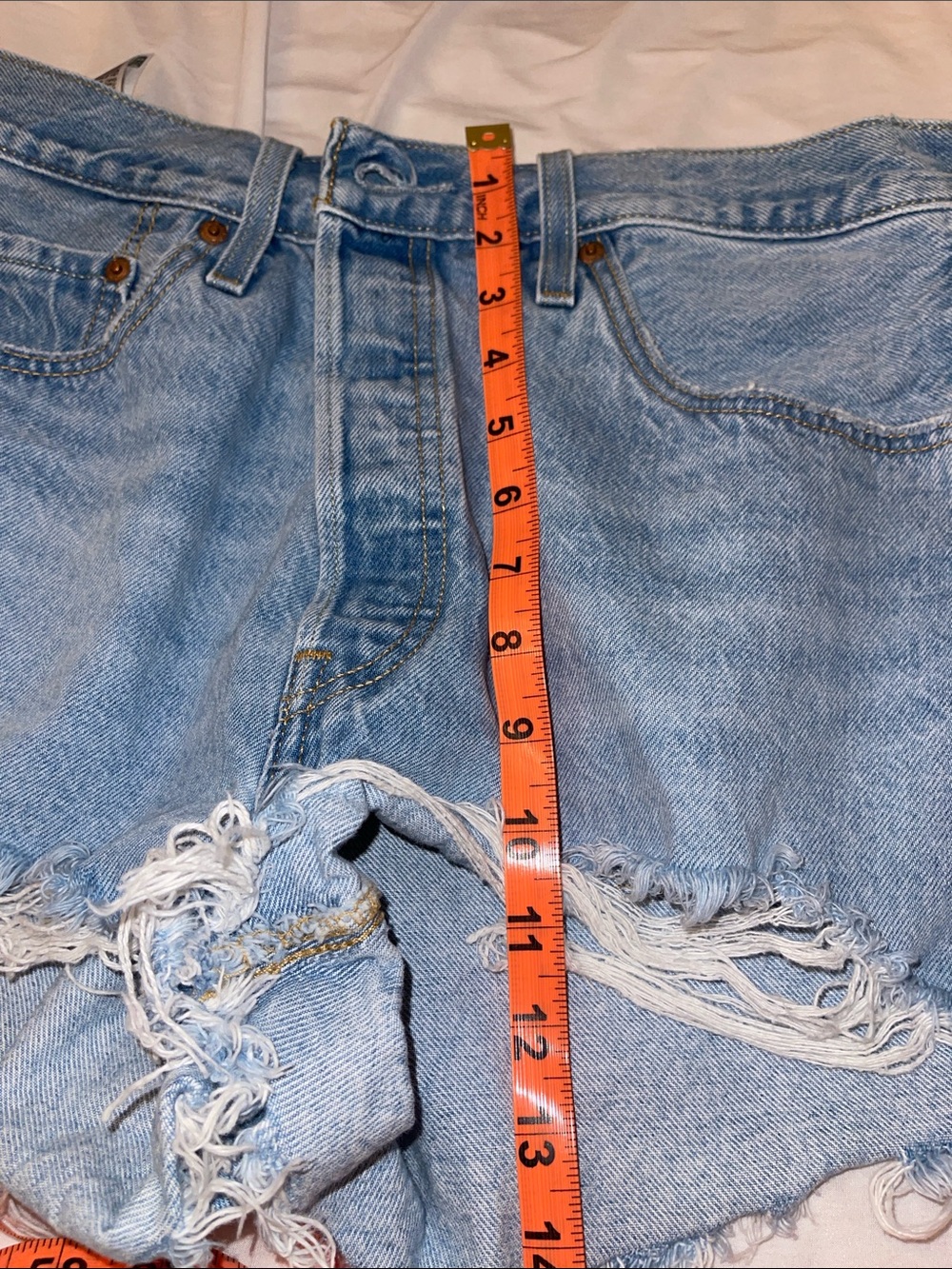 Levi’s 501 Light Blue Distressed Denim Shorts - Women's - Picture 8 of 8